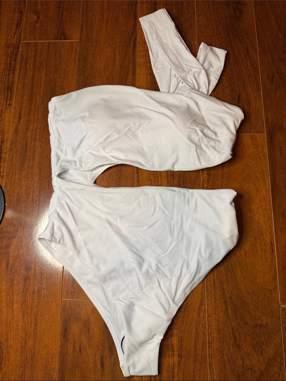 SHEIN White One-Shoulder High Waisted Swimsuit Bathing Suit Large New